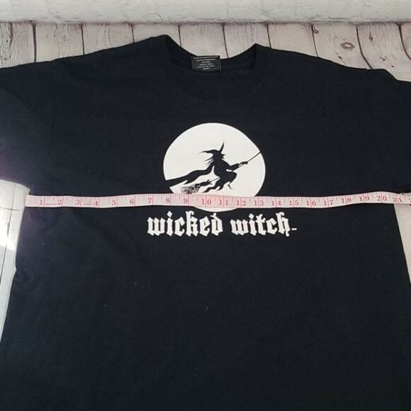 Vintage 90s Wicked Witch Halloween Black T-shirt - Picture 7 of 11
